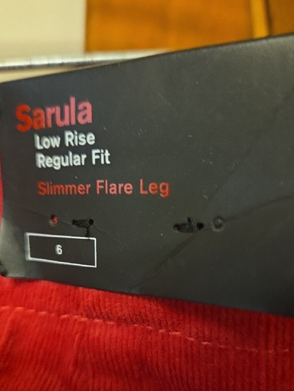 Express Slim Flared Leg Corduroy Jeans in Red - Picture 8 of 12